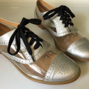 Penny Loves Kenny TRANSPARENT + SILVER Oxfords